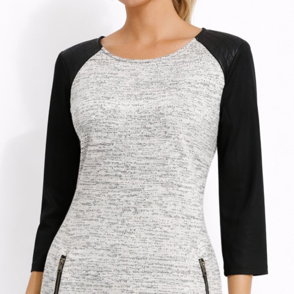 Sanctuary Sweater Dress Faux Leather Sleeves | Women’s Small - Picture 2 of 6